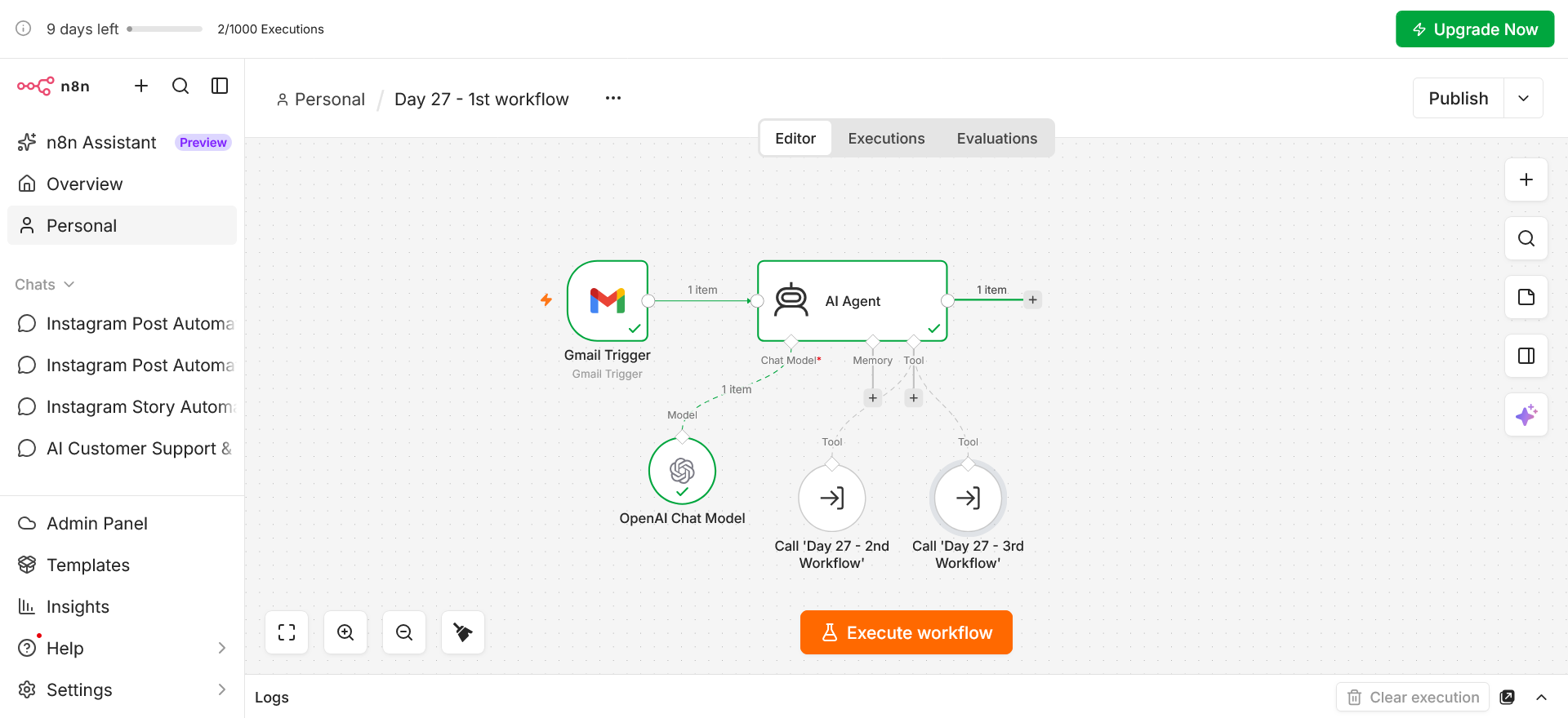 Multi-agent email management workflow