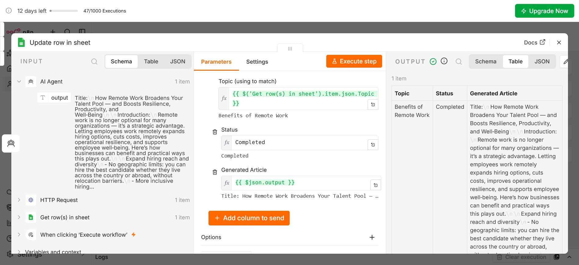 n8n workflow canvas